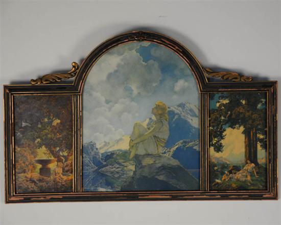 Appraisal: Maxfield Parrish Print Triptych in period frame Hilltop x Morning