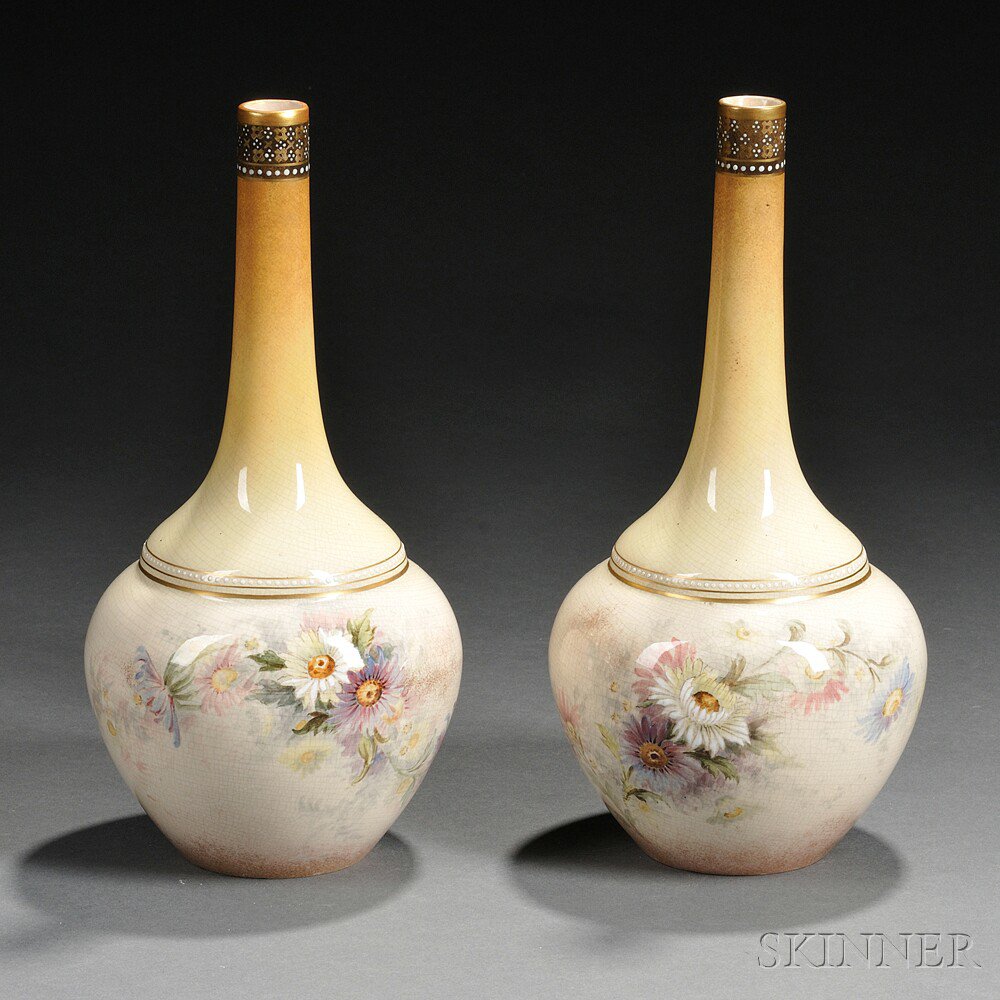 Appraisal: Pair of Doulton Lambeth Crown Vases England late th century