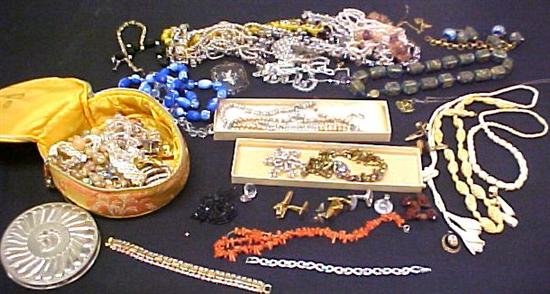 Appraisal: Costume jewelry in two boxes one Japanese lacquer box with