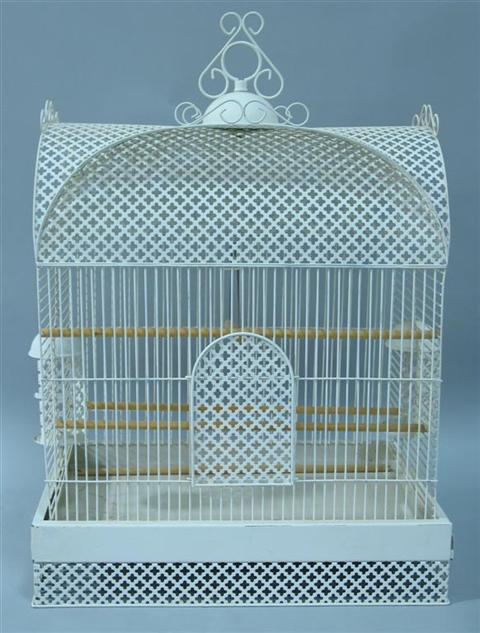 Appraisal: CHARMING WHITE PAINTED BIRDCAGE Fashioned in the Victorian taste with