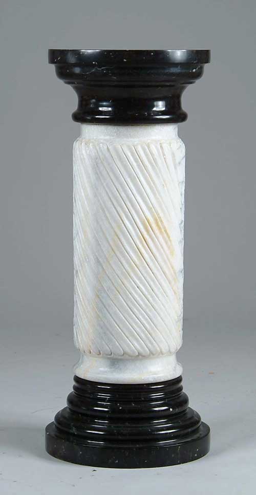 Appraisal: THREE-PART BLACK AND WHITE MARBLE PEDESTAL Center white marble shaft