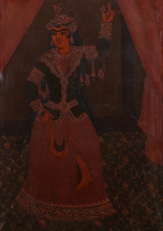 Appraisal: ANONYMOUS Indian Moghul DANCER Oil on canvas framed - Sight