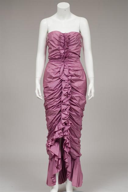 Appraisal: Bill Blass lavender ruffled and ruched strapless column gown s