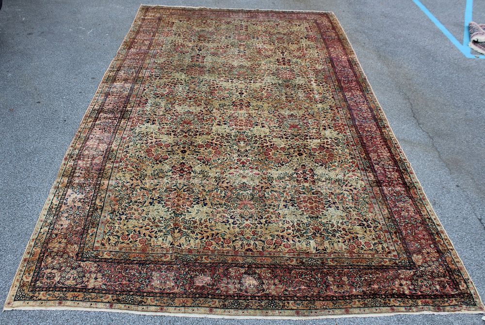 Appraisal: Antique and Finely Hand Woven Kerman Carpet Nice openfield design