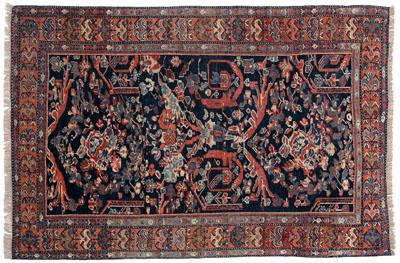 Appraisal: Mahal rug floral designs on dark blue field early th