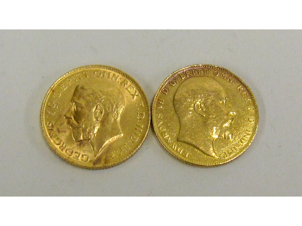 Appraisal: Edward VII sovereign dated and a George V sovereign dated