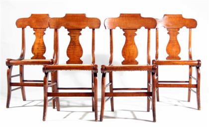 Appraisal: Four Classical figured maple rush seat side chairs pennsylvania circa