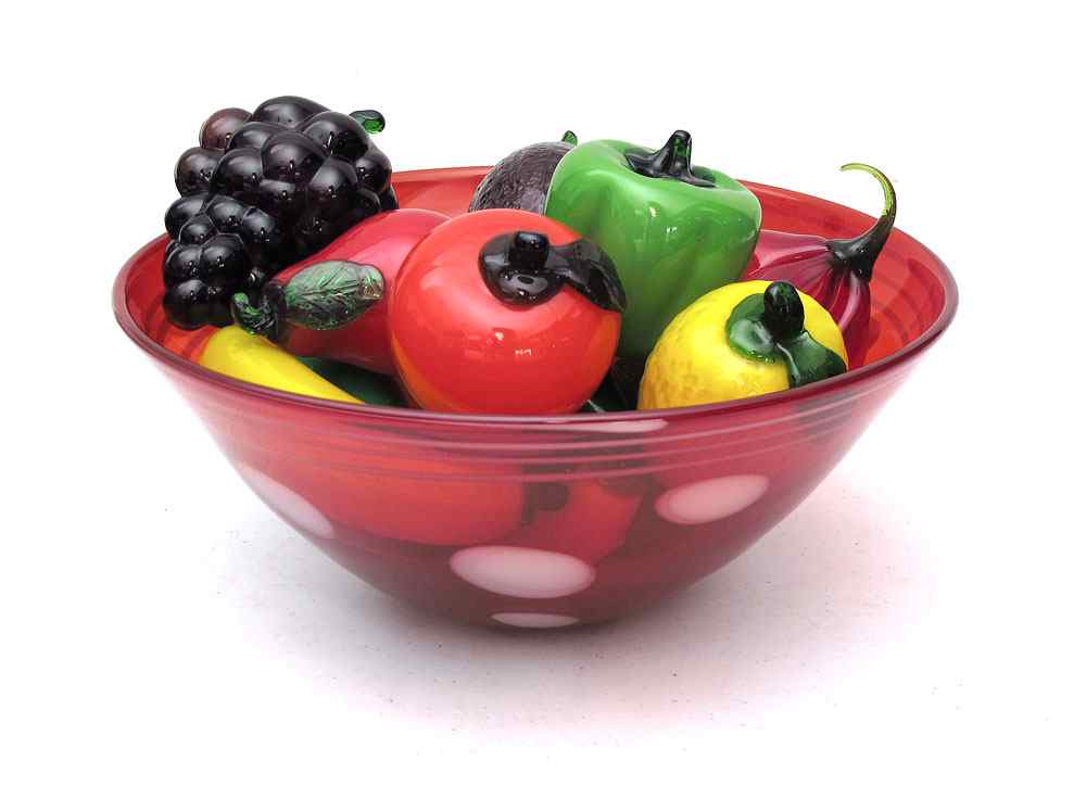 Appraisal: MURANO PUCCINI CASED GLASS BOWL WITH GLASS FRUIT A ''