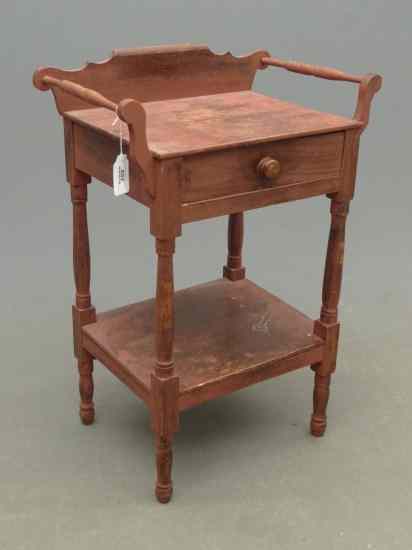 Appraisal: th c single drawer stand drawer interior marked ''M P