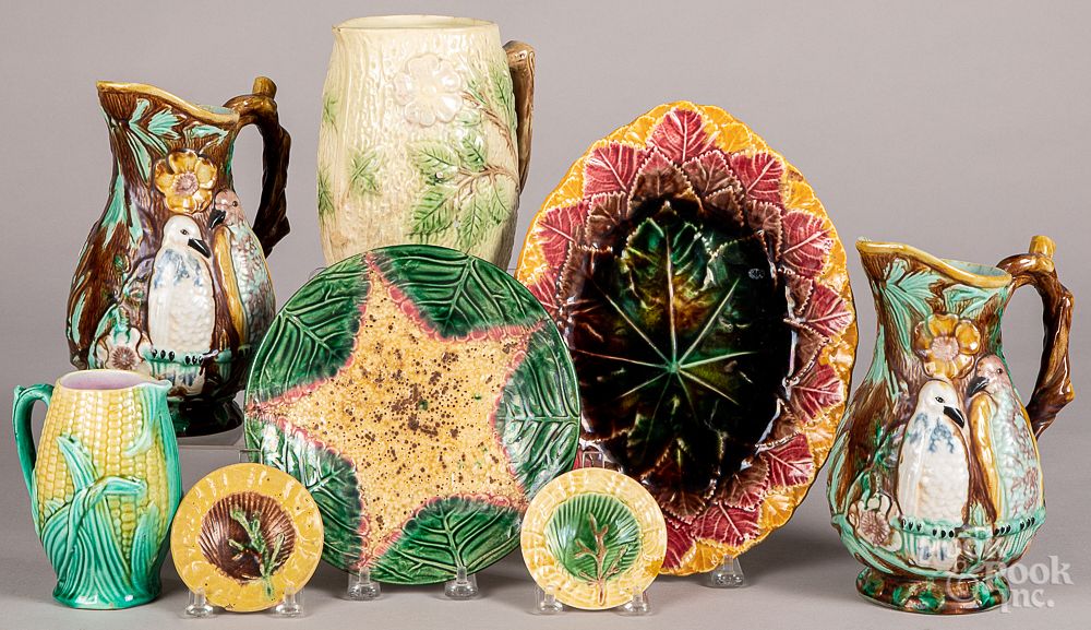 Appraisal: Eight pieces of Majolica Eight pieces of Majolica Condition Cup