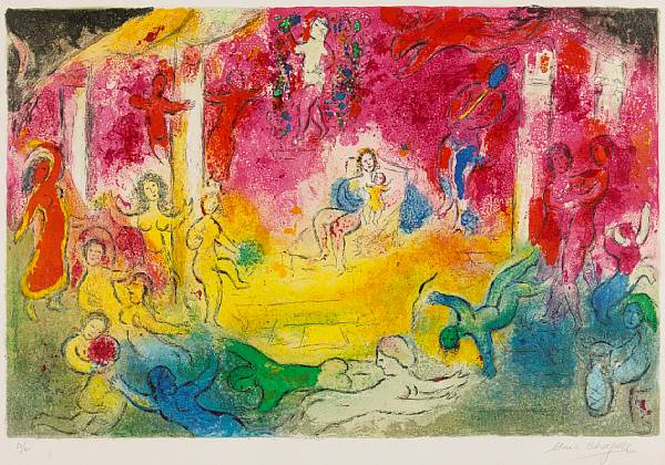 Appraisal: Marc Chagall Russian French - Temple and History of Bacchus