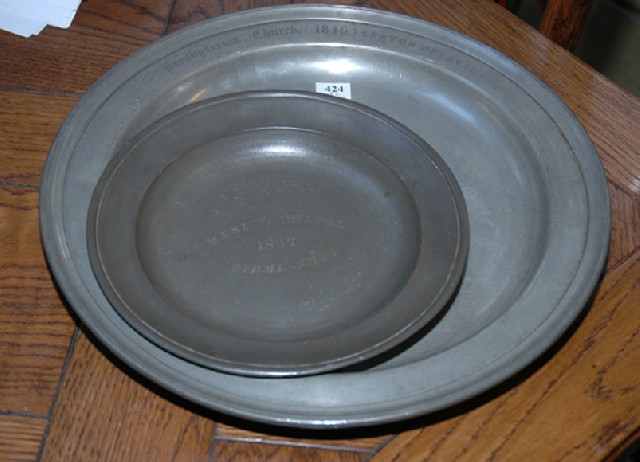 Appraisal: A TH CENTURY PEWTER CHARGER AND A PLATE Each bearing