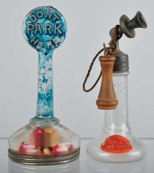 Appraisal: Lot of Glass Candy Containers Description Includes one Stick Telephone