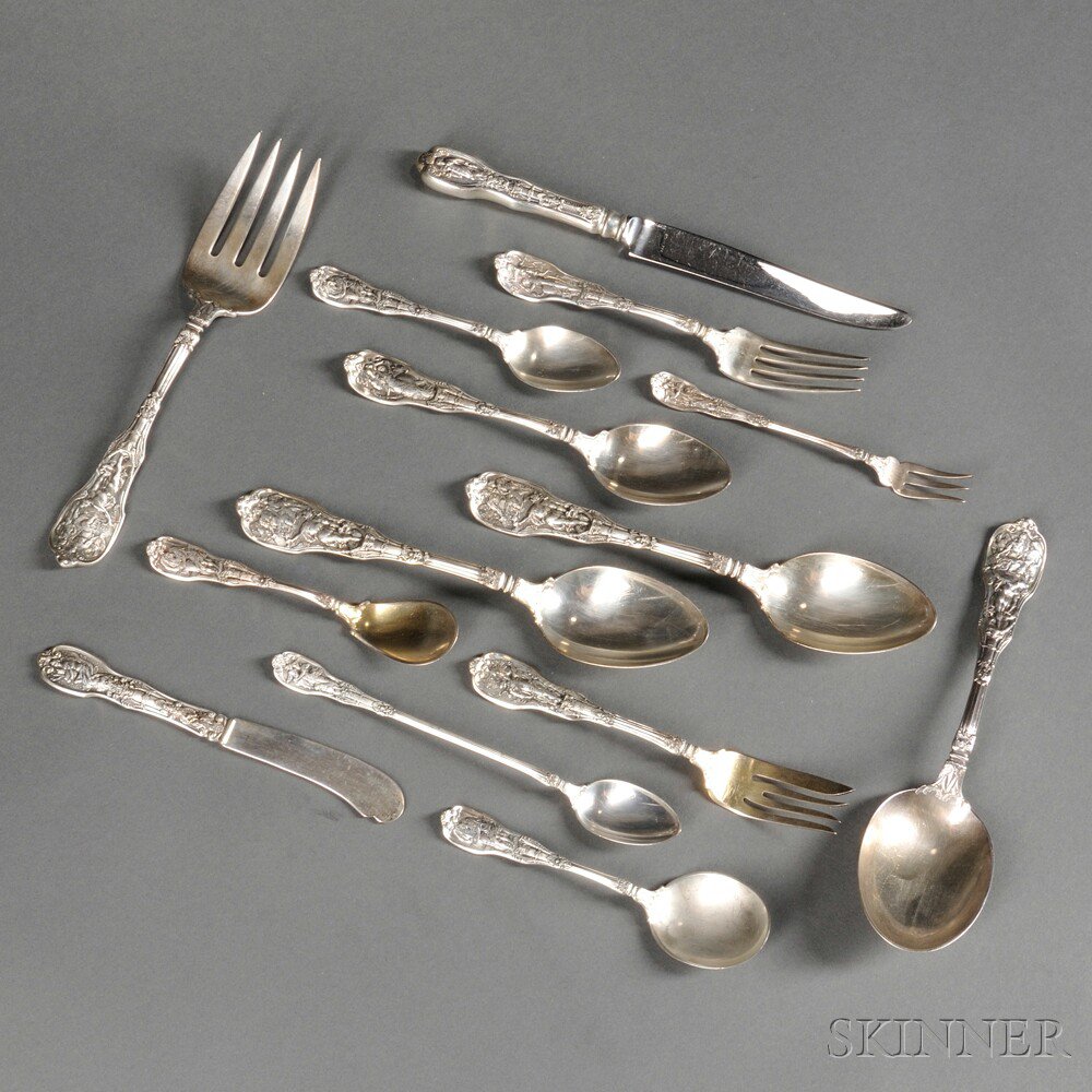 Appraisal: Assembled Gorham Mythologique Pattern Sterling Silver Flatware Service Providence Rhode