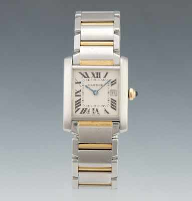 Appraisal: A Ladies' Cartier Tank Francaise Two Tone Watch Stainless steel