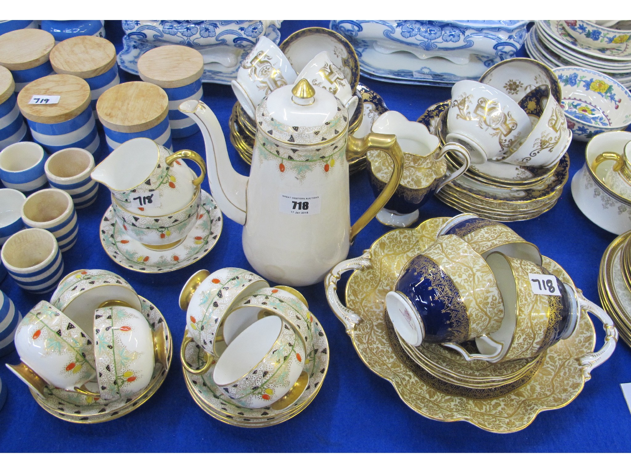 Appraisal: Group of George Jones Sons cobalt blue and gilt porcelain