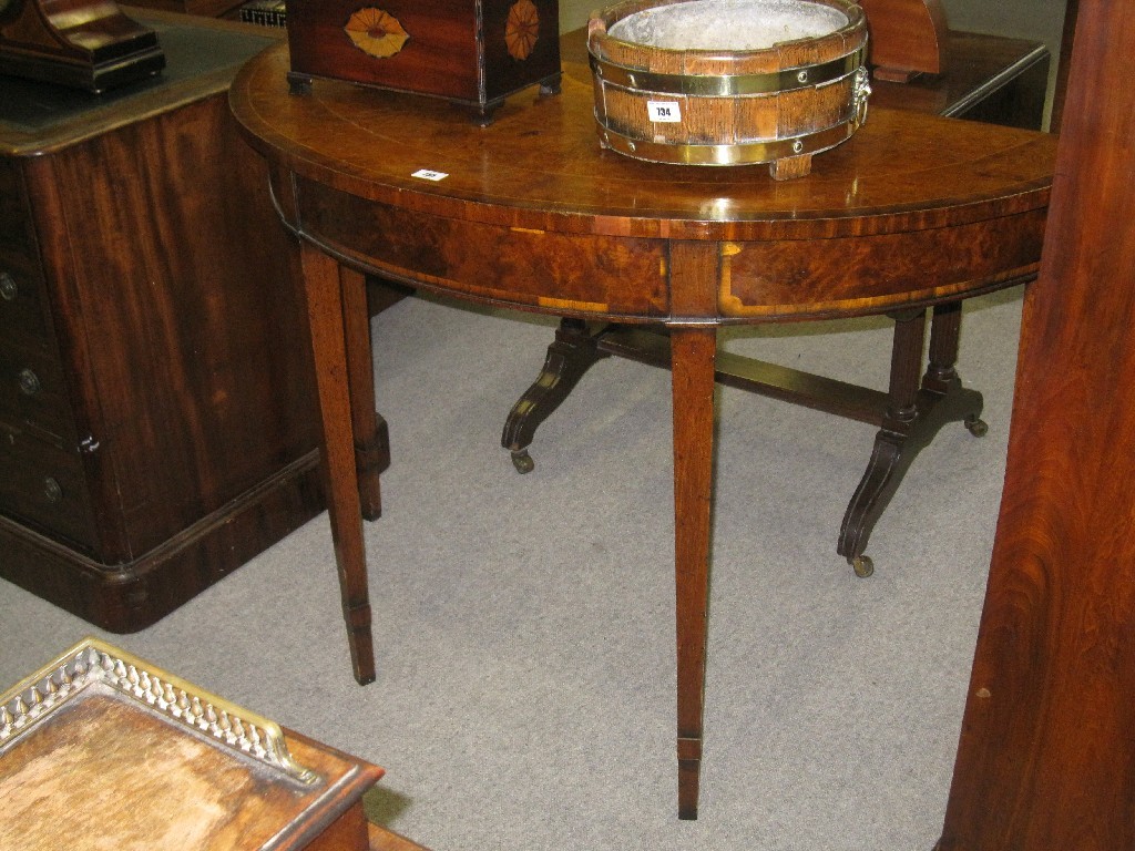 Appraisal: Burr walnut veneered demi-lume side table