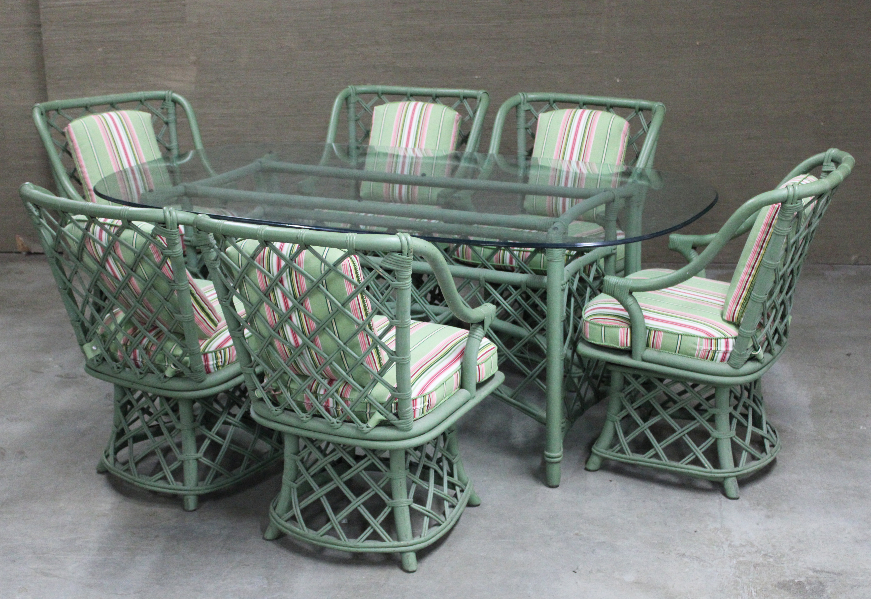 Appraisal: SEVEN PIECE BAMBOO PATIO SET Seven piece bamboo patio set