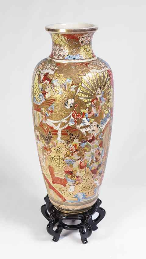 Appraisal: JAPANESE SATSUMA EARTHENWARE VASE '' h x '' Sold with