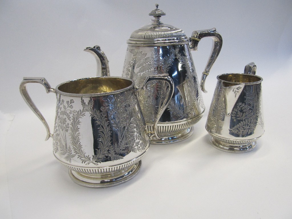 Appraisal: A three piece silver plated tea service