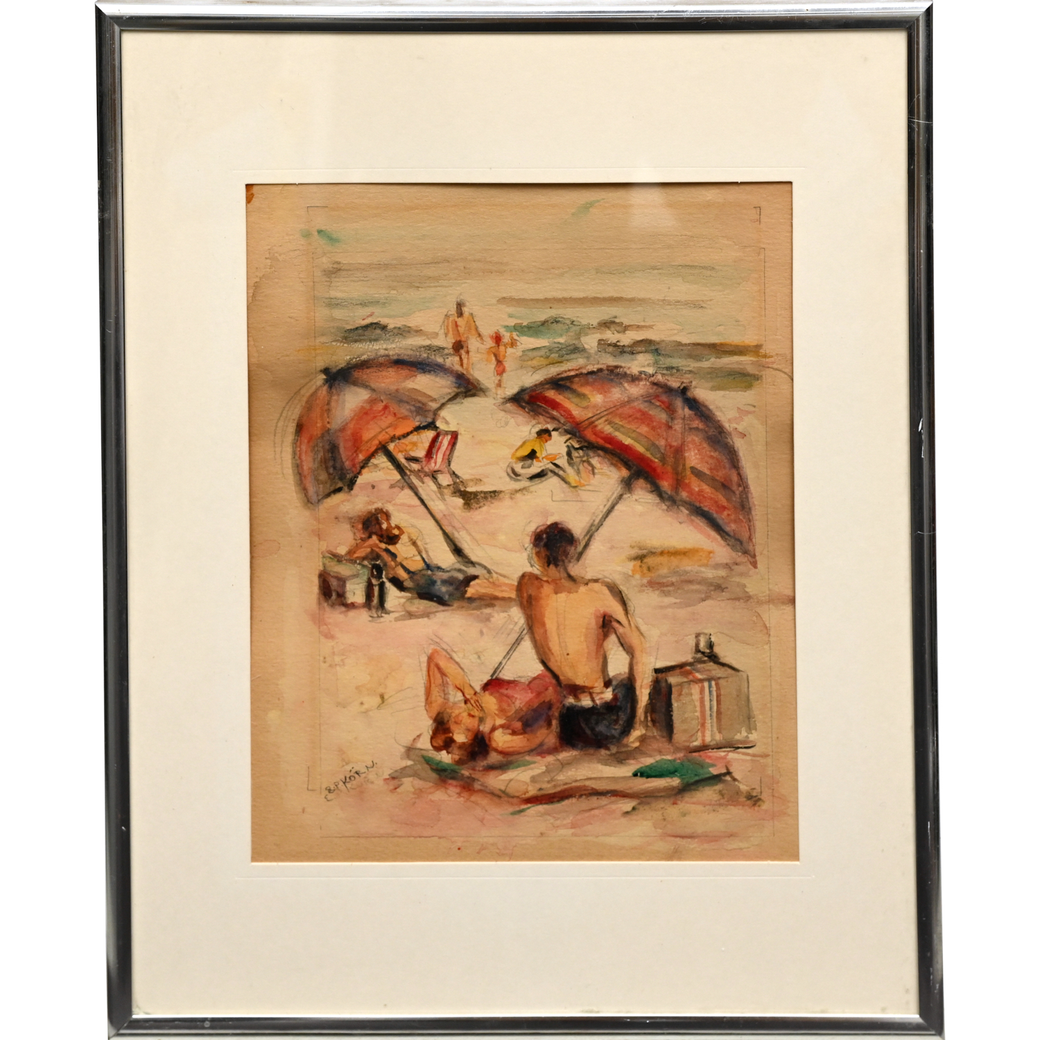 Appraisal: ELIZABETH P KORN WATERCOLOR Elizabeth P Korn German-American - Beach