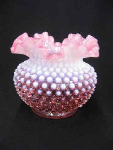 Appraisal: Fenton Cranberry Opalescent Vase hobnail design '' excellent