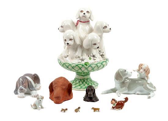 Appraisal: A Group of Eleven Hound Figures and Articles Height of