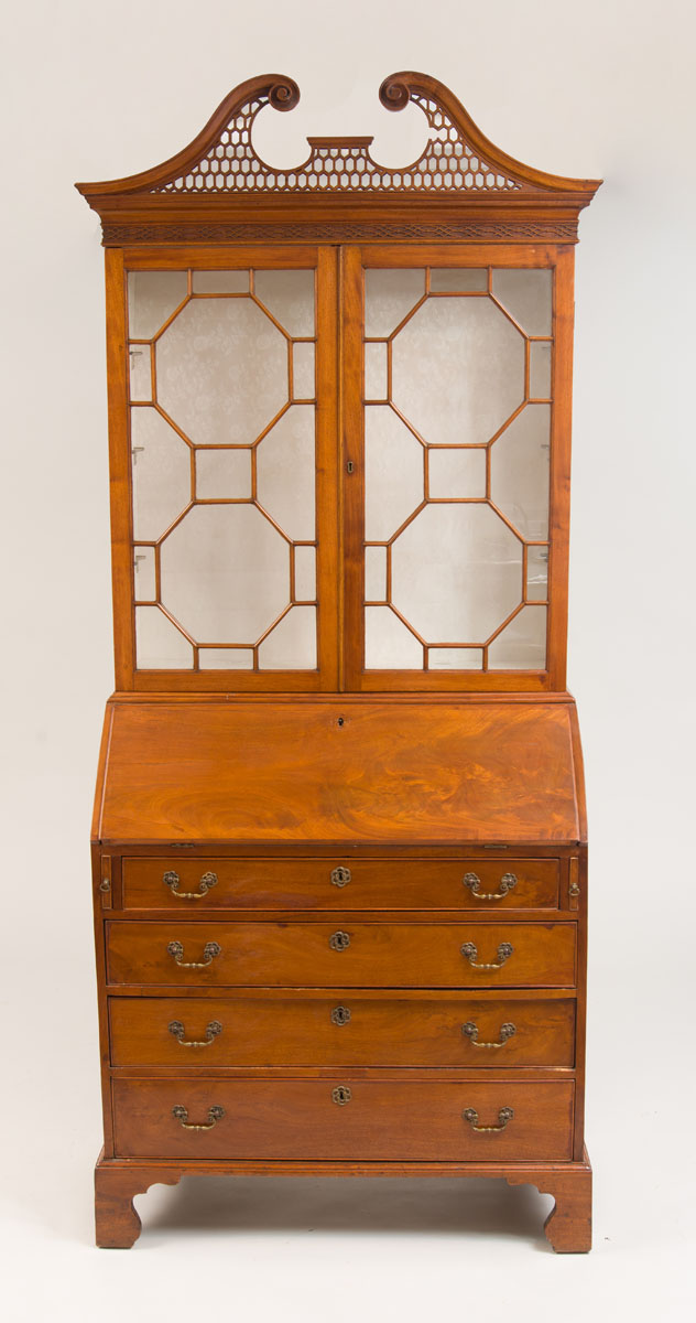 Appraisal: George III Mahogany Bureau Bookcase ft in x in x