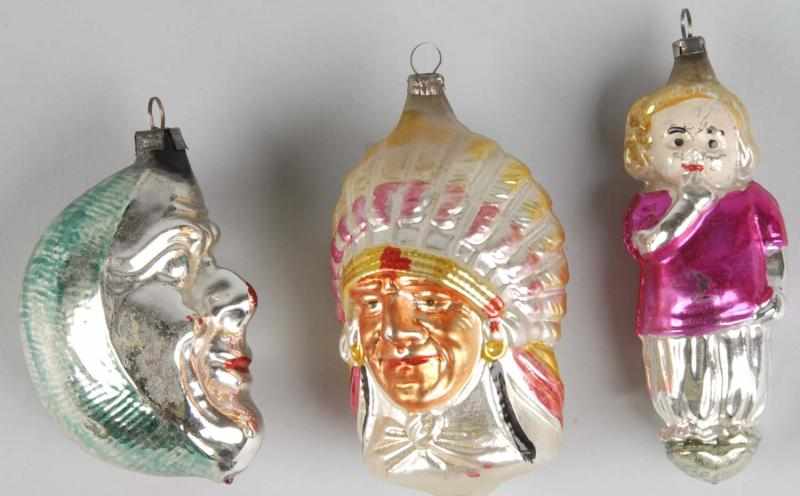 Appraisal: Lot of Glass Christmas Figural Ornaments Description Includes one Indian