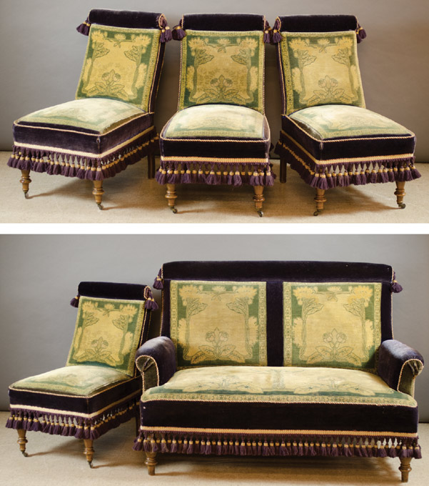 Appraisal: FIVE-PIECE POST ART NOUVEAU PARLOR SET Continental first quarter of