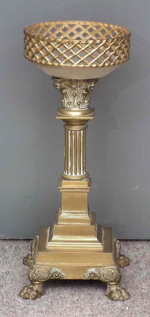 Appraisal: A th Century brass oil lamp base of Corinthian column