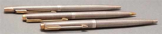 Appraisal: Two Parker '' Sterling'' ballpoint pens and similar pencil Estimate