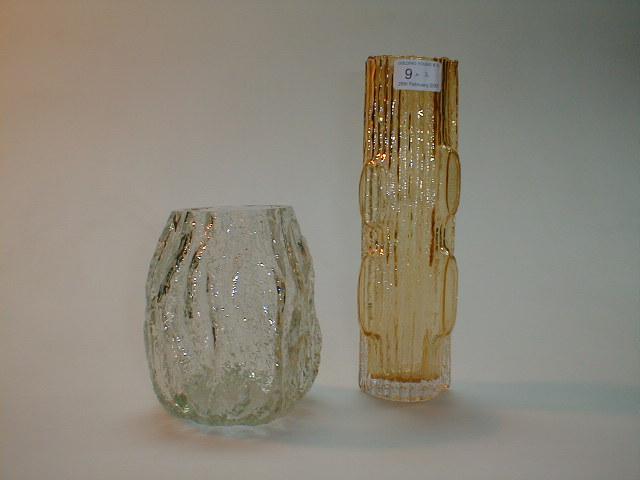 Appraisal: A Whitefriars type bark effect glass vase high a pale