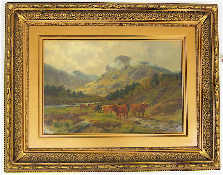 Appraisal: LOUIS BOSWORTH HURT OIL ON CANVAS British - Highland Cattle