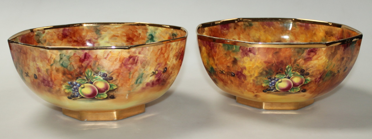 Appraisal: A pair of thC Baroness Pottery bowls each with octagonal