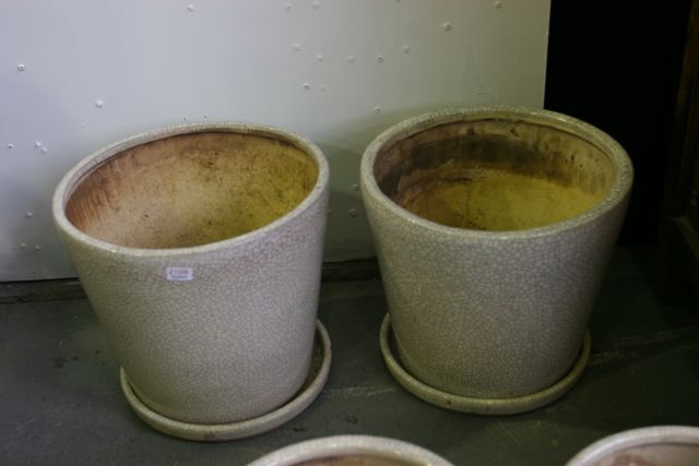 Appraisal: A pair of grey crackle glaze planters with saucers cm