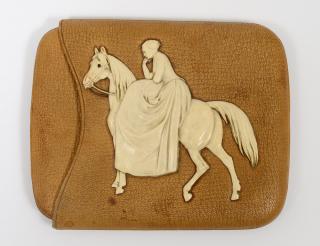 Appraisal: VICTORIAN LEATHER CASE Late th Century Applied with an ivory