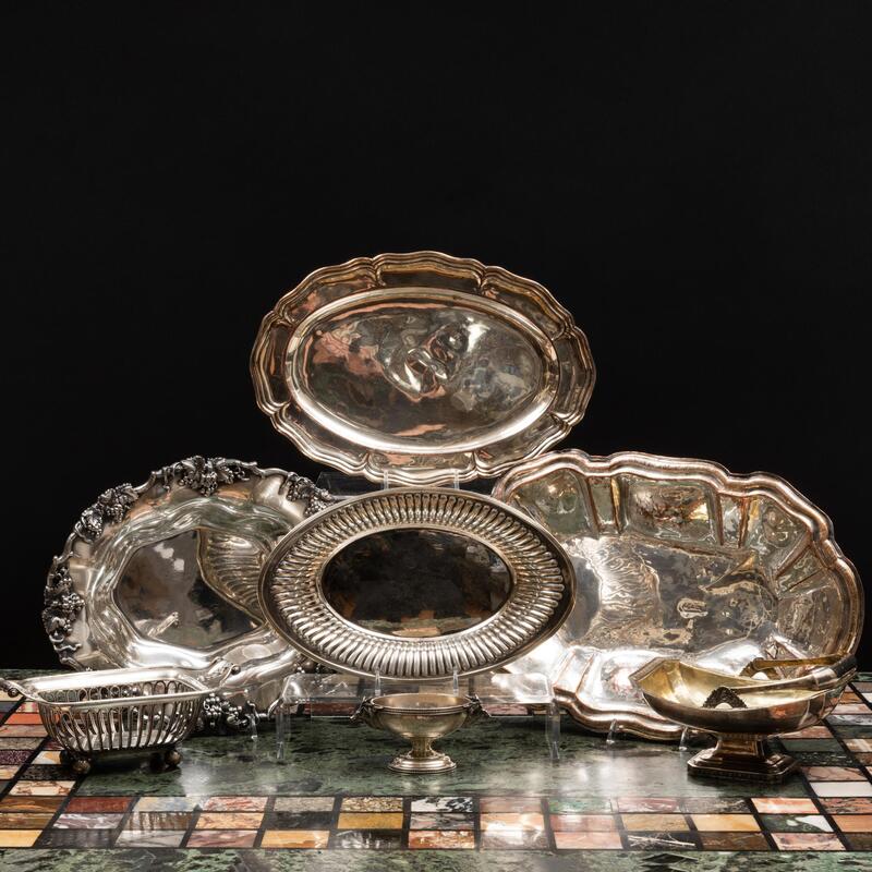 Appraisal: Group of Silver and Silver Plate Dishes Comprising A Russian