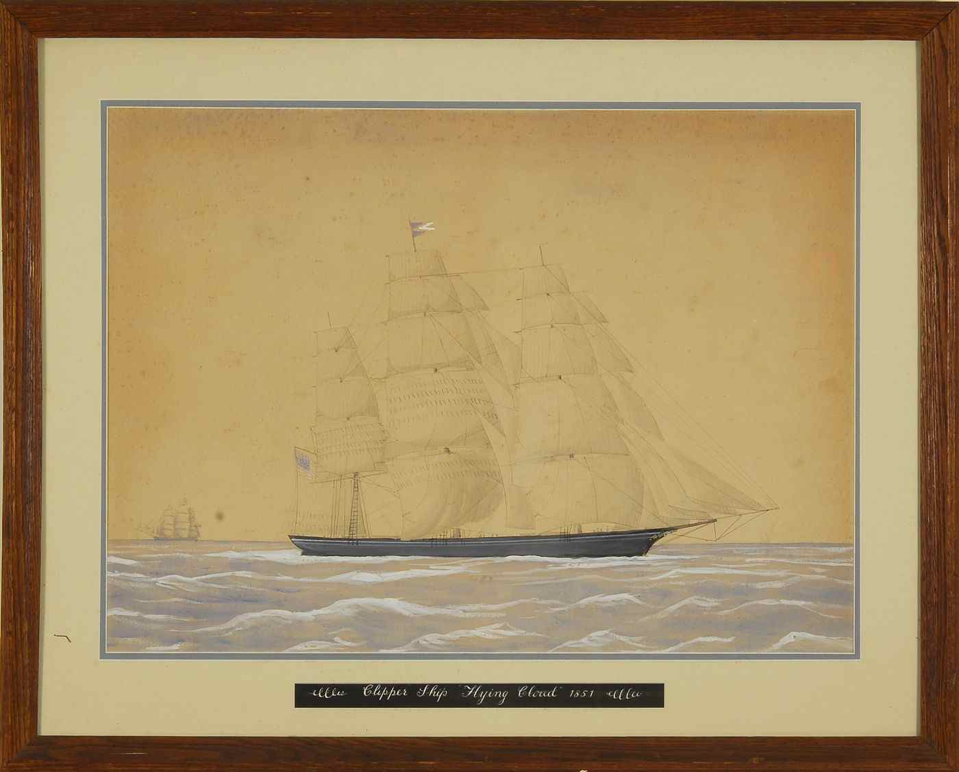 Appraisal: FRAMED WATERCOLOR AND GOUACHELate th Early th CenturyClipper Ship Flying