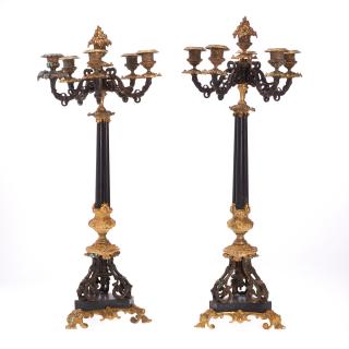 Appraisal: Large pair Louis Philippe gilt bronze candelabra Large pair Louis