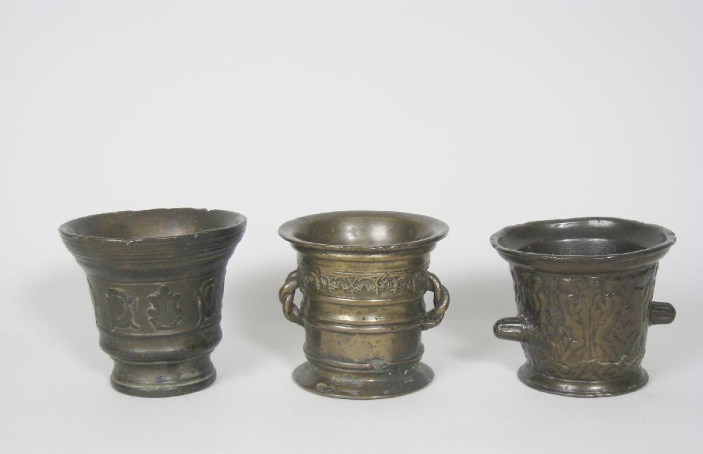 Appraisal: A late th Century French bronze Mortar with frieze of