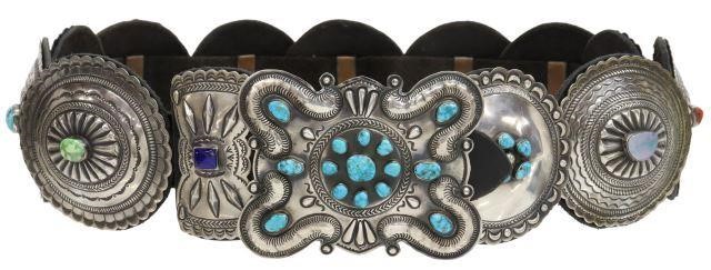 Appraisal: Native American sterling silver concho belt Geraldine Yazzie Navajo Dine