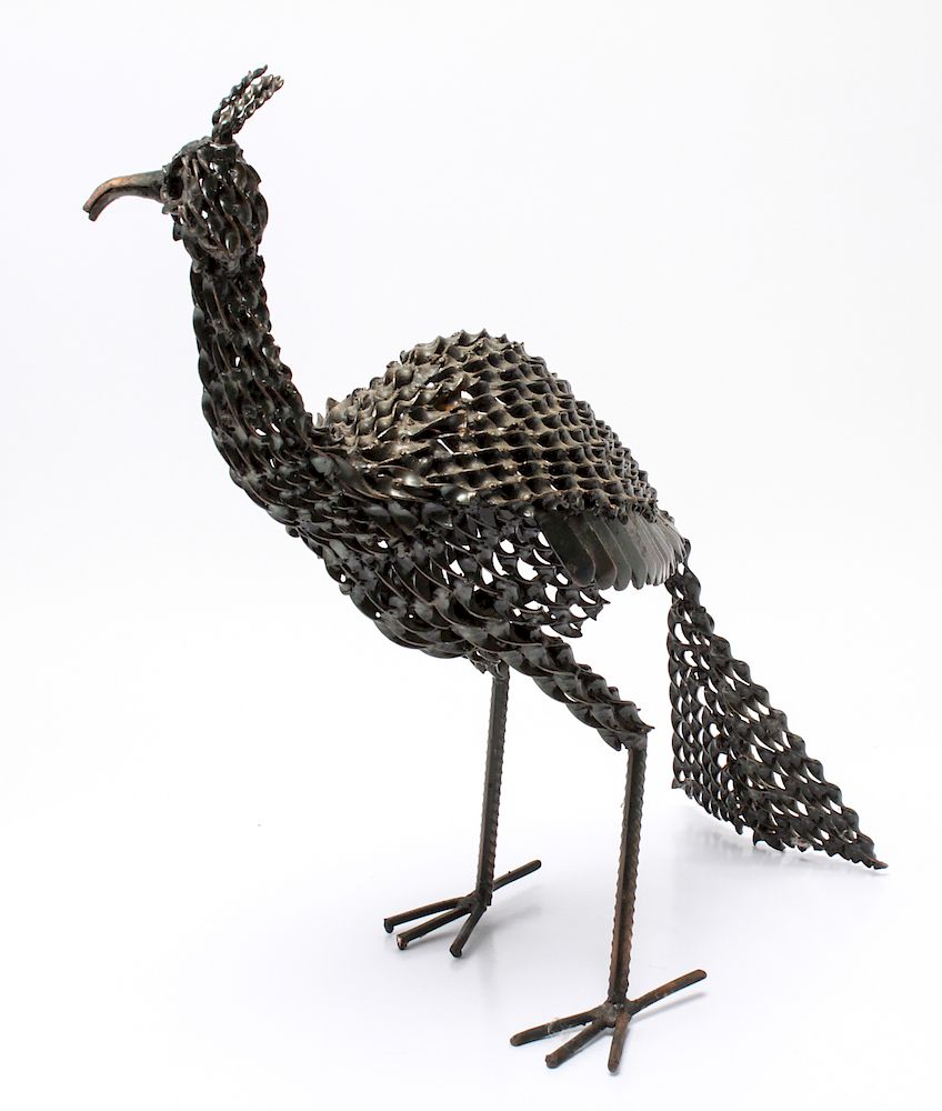 Appraisal: Brutalist Modern Twisted Metal Bird Sculpture Brutalist modern twisted metal