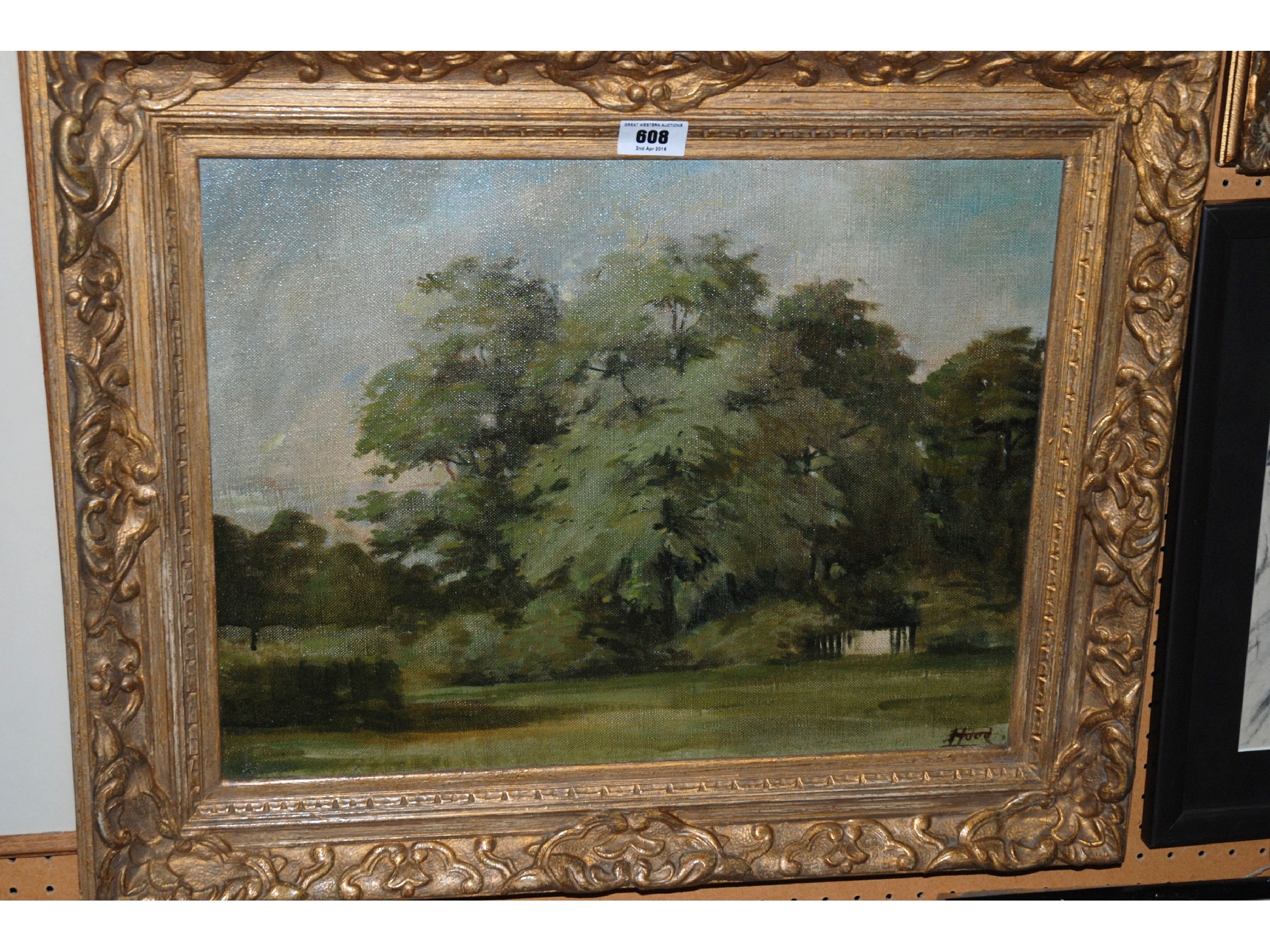 Appraisal: ERNEST B HOOD Trees signed oil on canvas T R