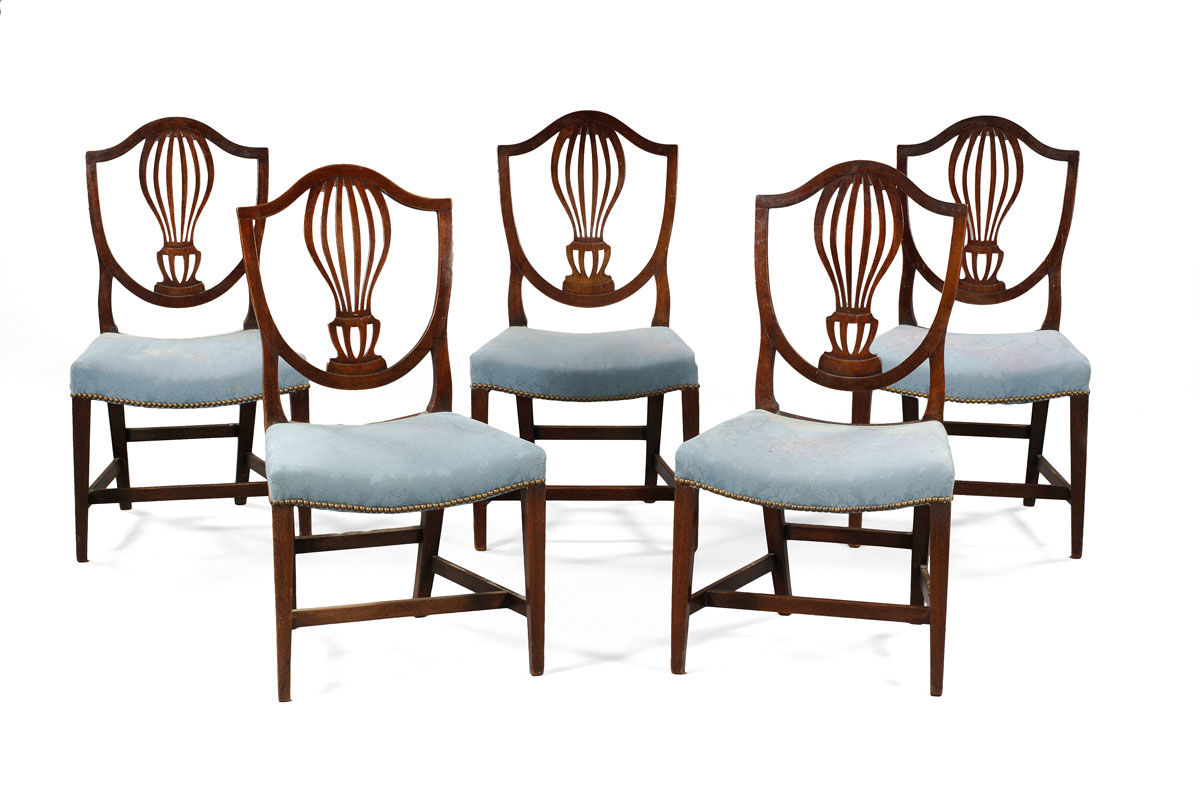 Appraisal: SET OF TEN HEPPLEWHITE MAHOGANY DINING CHAIRS COMPRISING TWO ARMCHAIRS