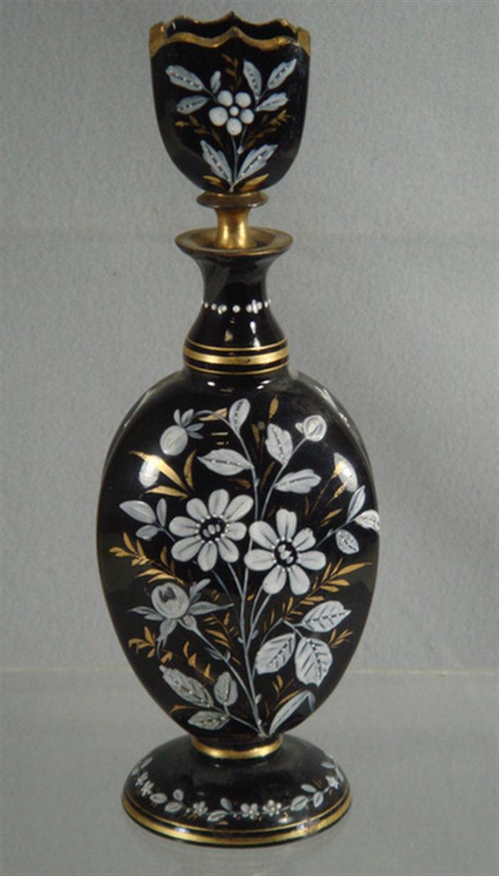 Appraisal: Enameled Moser type amethyst glass scent bottle tall Estimate -