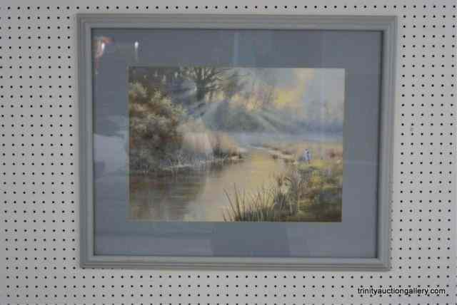 Appraisal: Vintage Landscape Print Matted FramedThis is a nice 's -