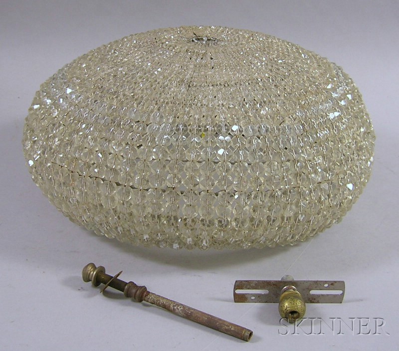 Appraisal: Colorless Faceted Glass Beaded Dome Ceiling Light Fixture dia in