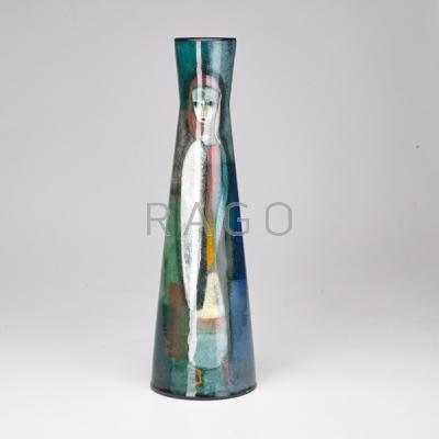 Appraisal: POLIA PILLIN Bottle-shaped vase decorated with women and a horse