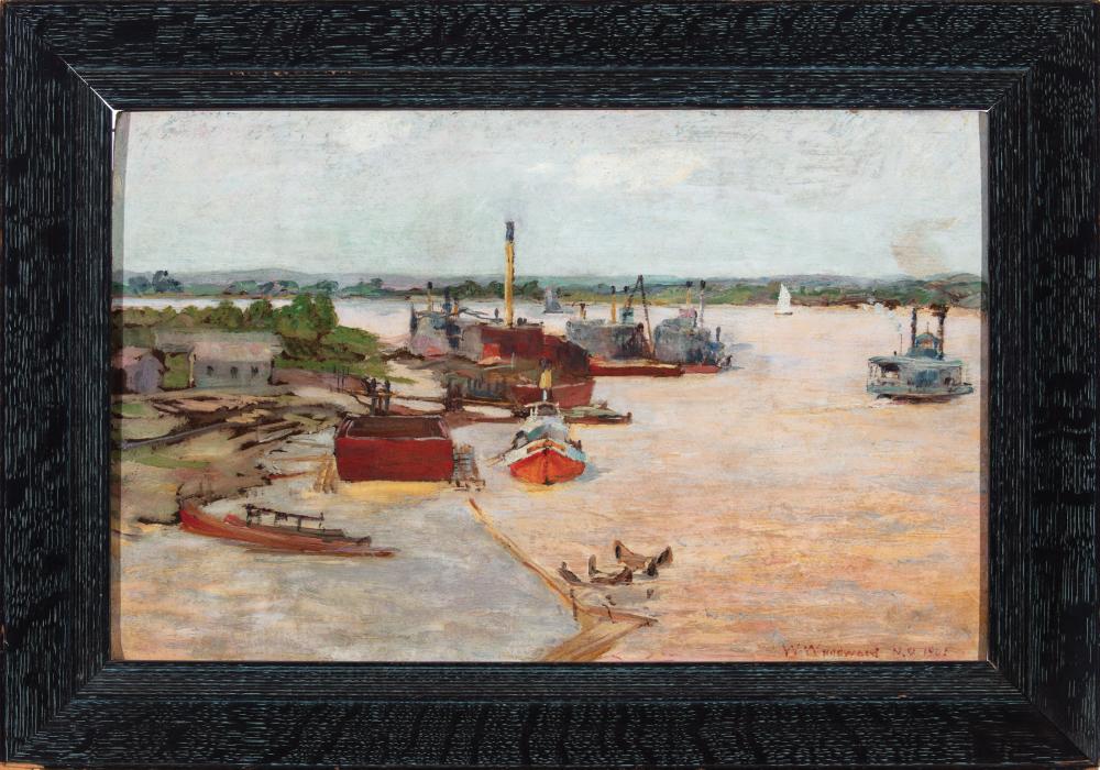 Appraisal: William Woodward American Louisiana - New Orleans Harbor oil on